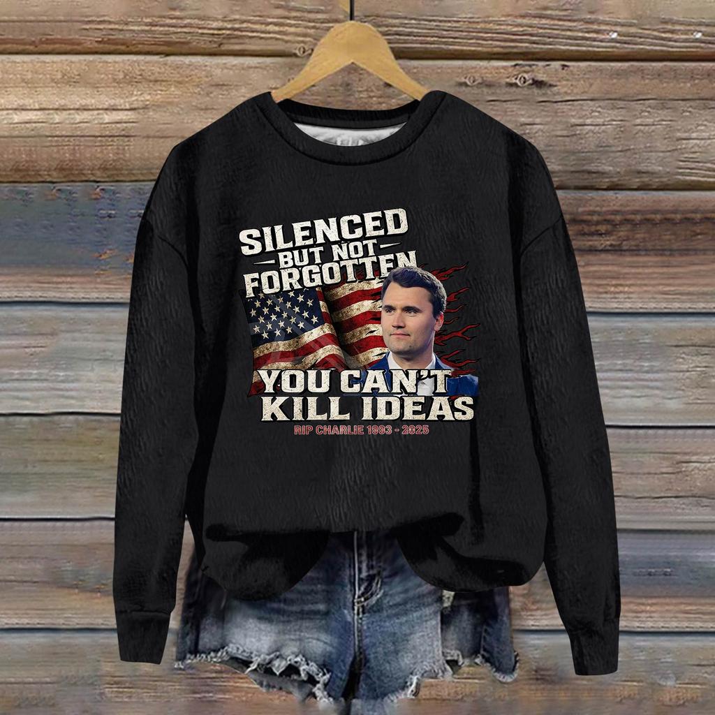 Ladies Fashion Casual Long Sleeve Printed Round Neck  Pullover Top