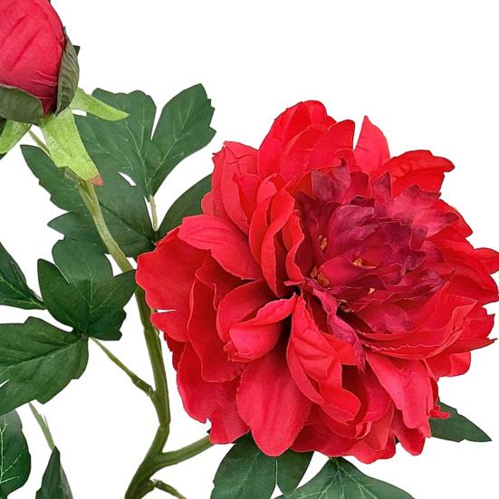Artificial Peony Flower, Realistic 2 Heads Faux Peony with 1 Bud, 29.9" Fake Peony Bouquet with Stem for Wedding Centerpiece, DIY Home Table Vase
