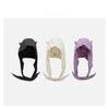 Little Devil Lace-up Pullover Hat Solid Color Y2K Shawl Hat Quick-drying Funny Ear protection Scarf Cap Summer