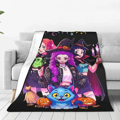 HUNTRIX K-pop D-Demon Hunters Halloween Witches  Blanket  Children Plush Throw Blanket Couch Bed Flannel Bedspread Sofa