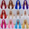Wig, Halloween Wig COS Color Festival Long Bangs Medium Split Long Straight Hair Headgear