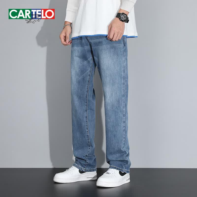 CARTELO Men's Loose Straight Fit Thermal Denim Jeans