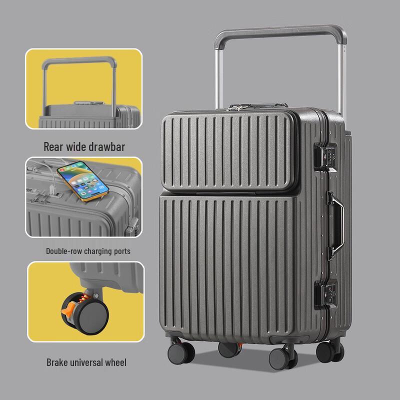 OKD Aluminum Frame Front-Opening Hardside Luggage