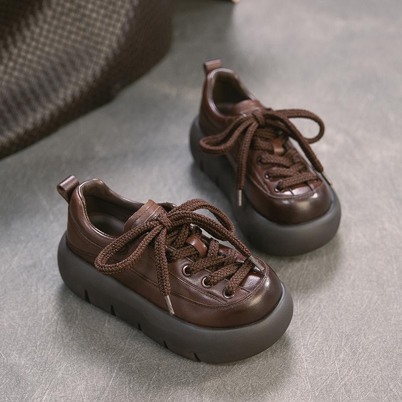 

Johnature Удобные Ретро Натуральная Кожа Толстая Подошва Обувь Для Коммутирующих Универсальная На Шнуровке Женская Обувь 35 коричневый