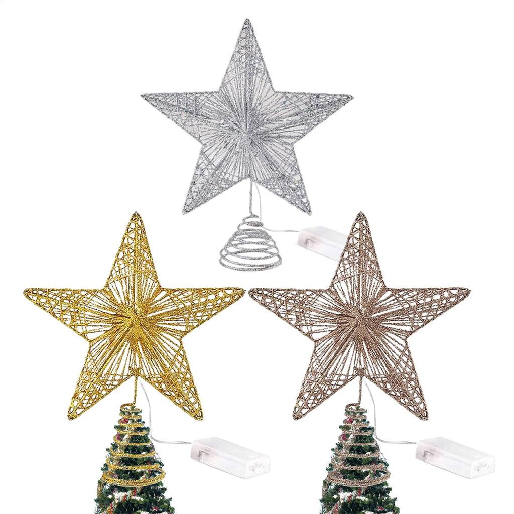 Christmas Tree Topper Decoration Iron Star-shaped LED Light Tree Toppers For Festival Wedding Party Office New Year Holiday