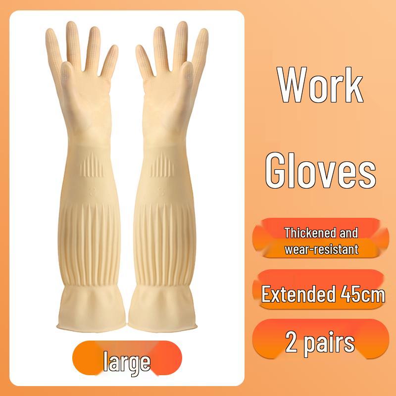 Womens Durable Waterproof Latex Work Gloves - Thick, Wear-Resistant for Kitchen & Household Tasks
