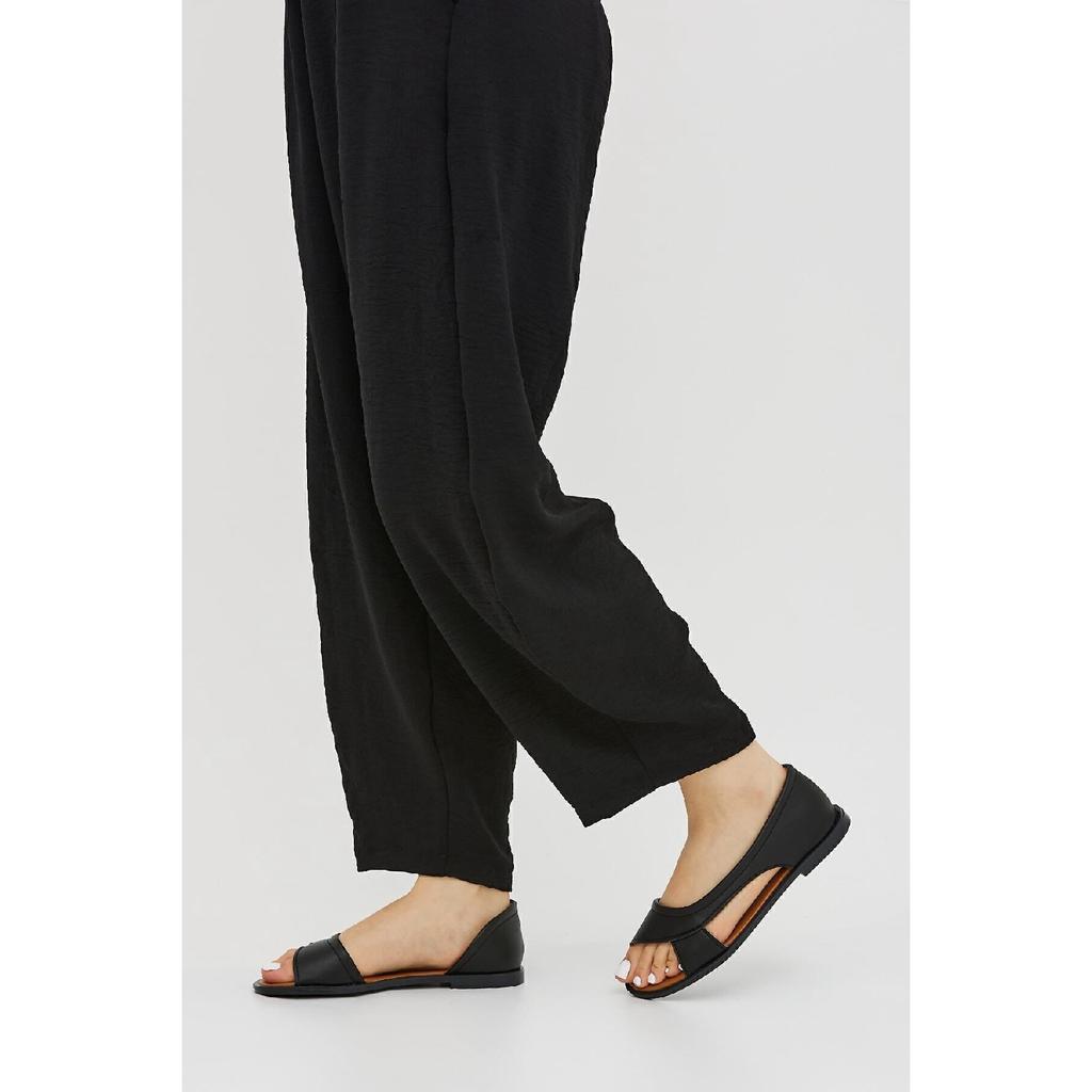 Black Open Front Women's Sandals Summer Shoes Ballerinas