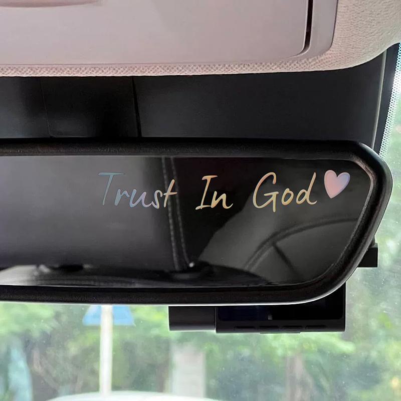 Trust In God Mirror Decal, Car Decals For Women, Faith Mirror Decal, Cute Vinyl Decal, Christian Car Mirror Decal, Religious Car