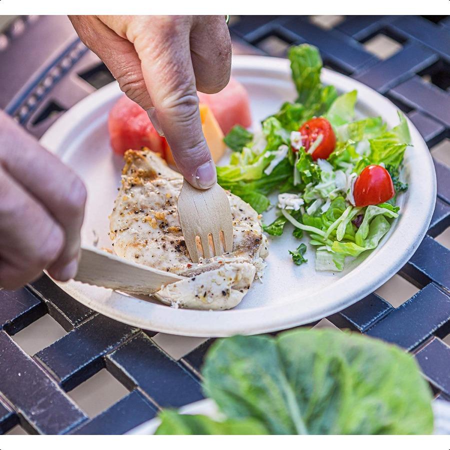 

Набор одноразовых деревянных столовых приборов 100% компостируемый в домашних условиях 100 штук в ассортименте: 40 вилок, 40 ложек и 20 ножей 6,5 Бамбуковые альтернативные столовые приборы E United States