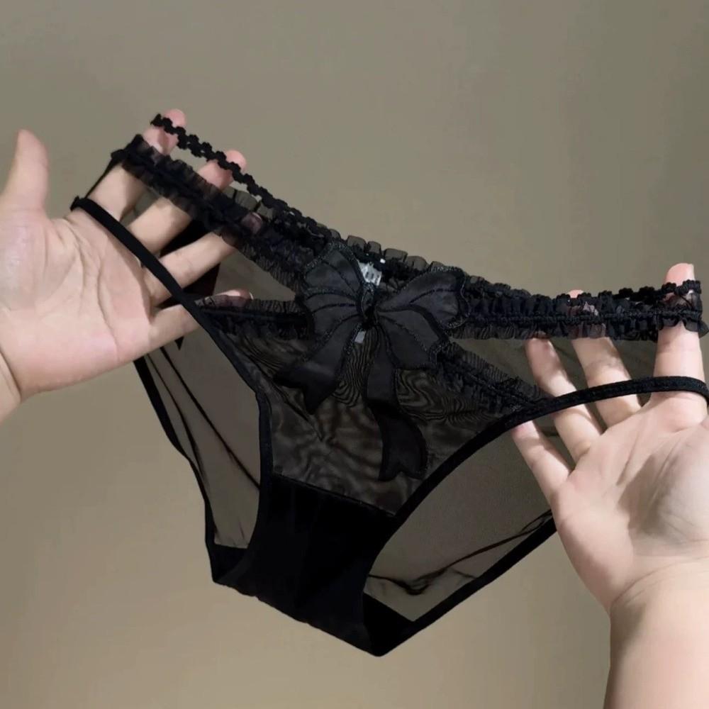 Mesh Women Underwear Hollow Bow Lace Panties Female Lingerie Lace Briefs  Lady