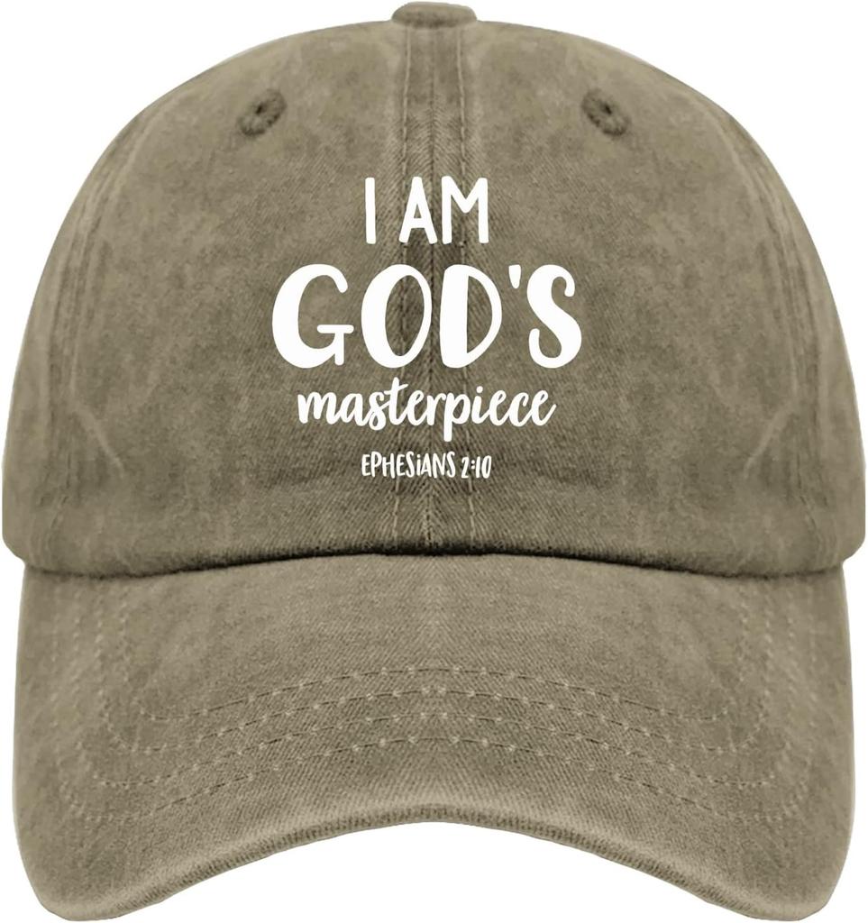 Gods Masterpiece Bible Verse Baseball Cap Christian Denim Washed Casual Adjustable Hat Unisex
