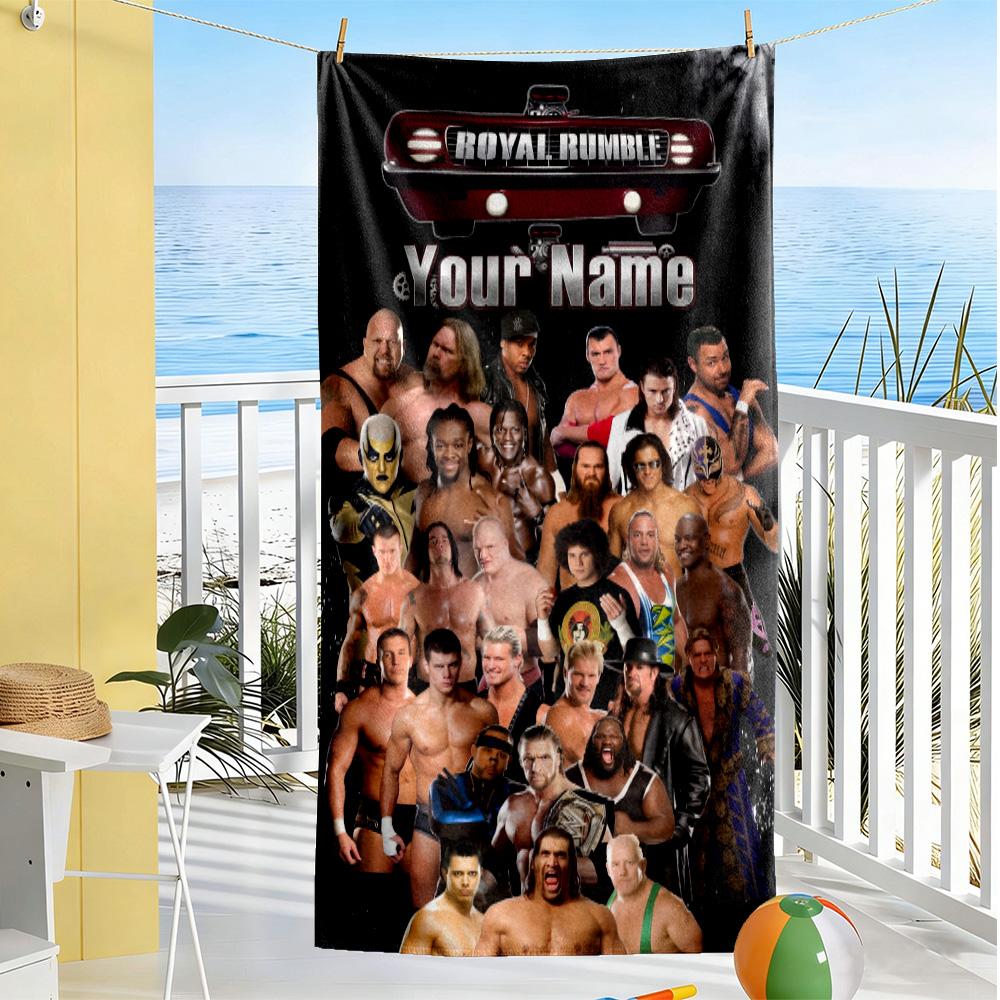 Royal Rumbl Personalized Text Beach Towel Quick-Dry Soft Microfiber Suitable for Swimming Gym Camping Yoga Vacation