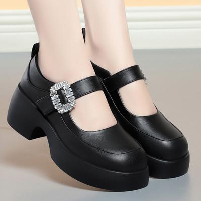 Modne Buty Mary Jane na Platformie 2024 Nowe Damskie Buty Damskie Grube Obcasy Modne Street Lolita Buty Okrągłe Czubki Pasek na Kostkę Szpilki