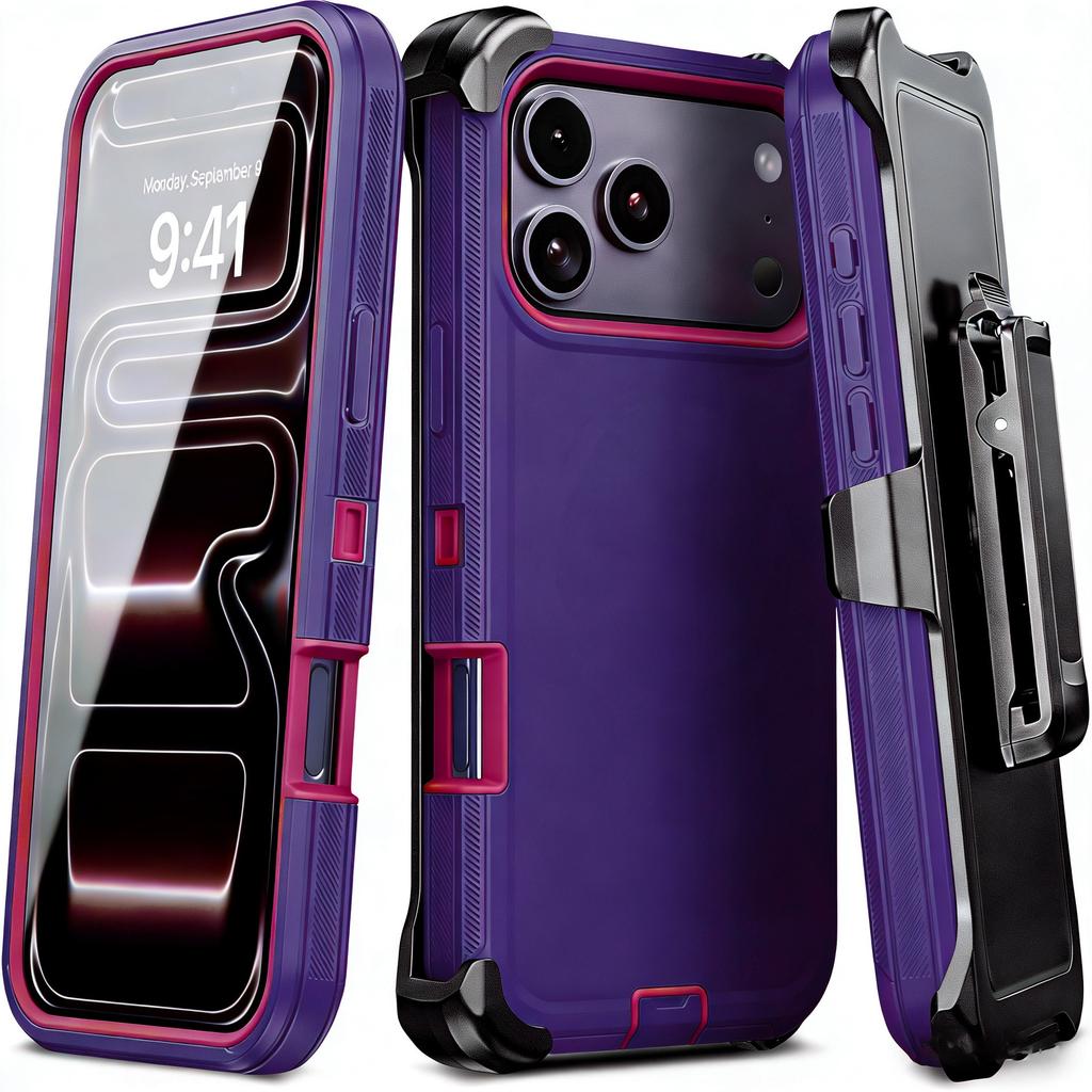 Heavy Duty Hybrid 3IN1 Ott Defender Case For iPhone 17 16 15 14 Plus 13 12 Pro Max Air 17e 16e Shockproof PC Cover With Clip