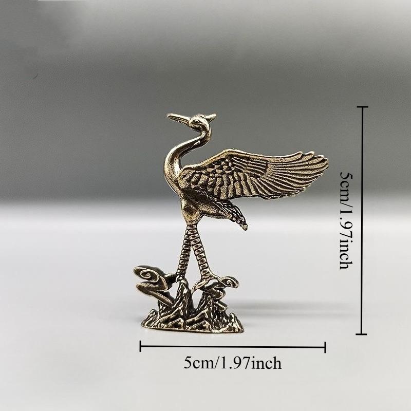 Brass Crane Figurines Miniatures Desktop Ornaments Living Room Decorations Crafts Accessories Small Animal Statue Decor