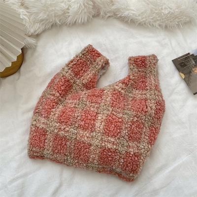 11 Winter Woolen Plaid Shoulder Bag Trendy College Style Versatile Underarm Bag Large Capacity Handbag