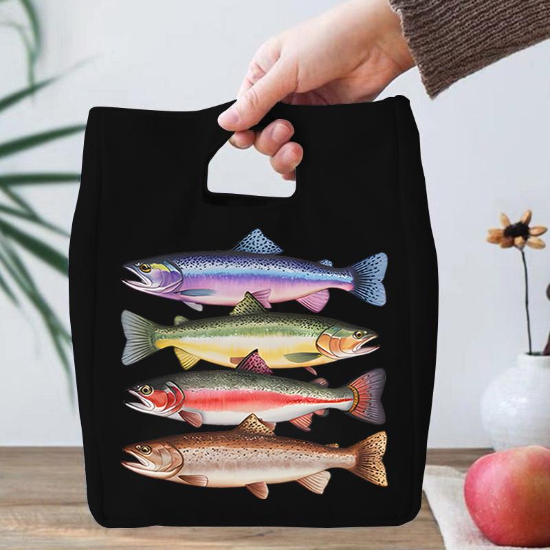 

Funny Oceans Fish Print Portable Lunch Bag Entomology Lover Insulated Canvas Lunch Bag Butterfly Print Student School Lunch Bags