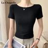 La Chapelle Women's Slim-Fit Off-Shoulder T-Shirt