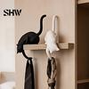 Verspielte Haushaltsorganisationswerkzeuge 3D-gedruckter Katzen-Regal-Sitzer mit Laterne, Skurrile Figuren-Haken für Wanddekoration im Handarbeitsstil Schlüssel, Dekorativ