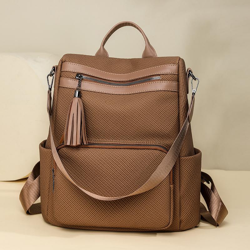 Women's Convertible PU Backpack - Multi-Way Tassel Shoulder Bag for Daily/Travel (Multi-Color Options)