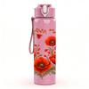 1PC Red Poppy Flower Cluster Print 750ml Color Plastic Sports Water Bottle Leakproof Flip Straw Lid For Sports Office Home Use