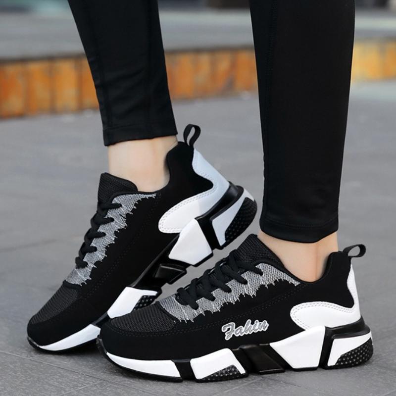 Breathable Mesh Women Sneakers Fashion Lace-up Casual Sports Shoes Non-slip Running Shoes Outdoor Trainers Size 33-40