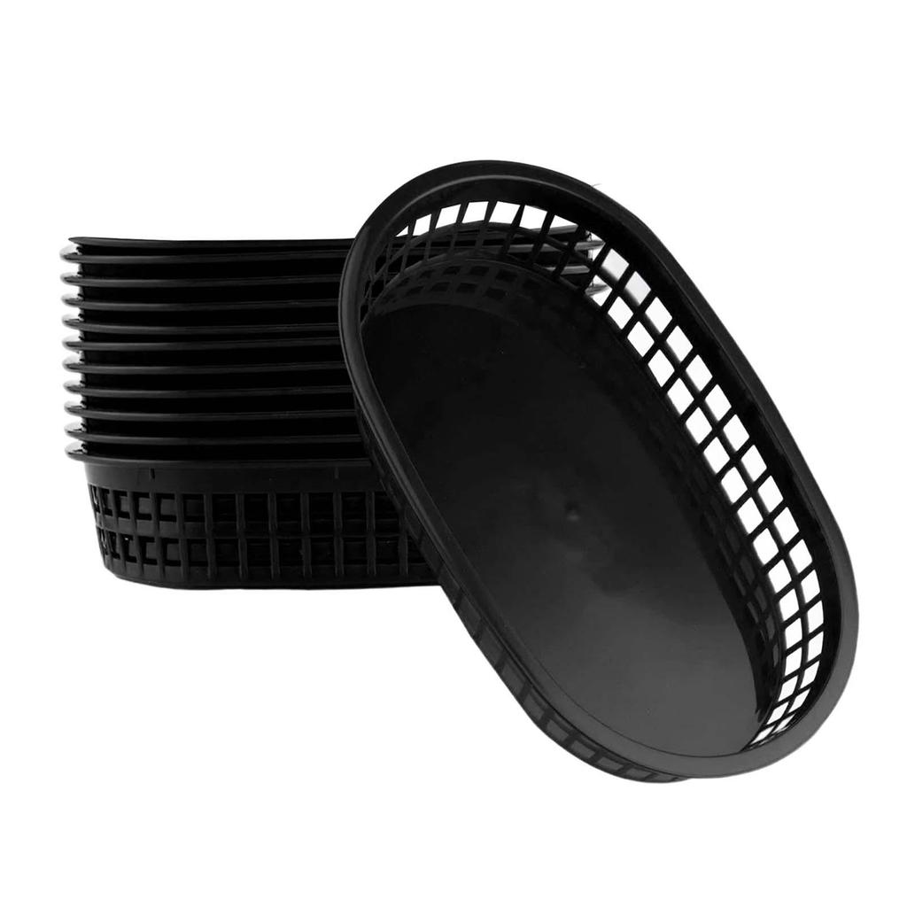 Oval Raceway Basket Large Plastic Food Tray for Parties Deli Sandwiches Fries Serving Set of
