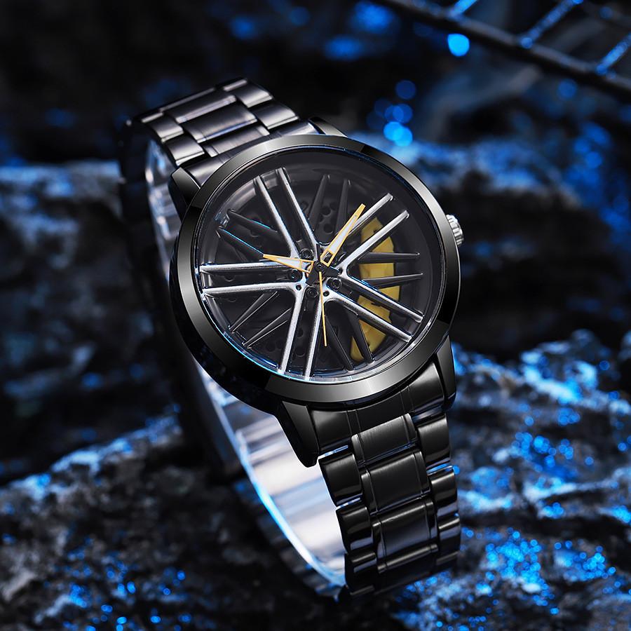 Mens Fashion Alloy Quartz Watch With Rotatable Dial For Casual Wear