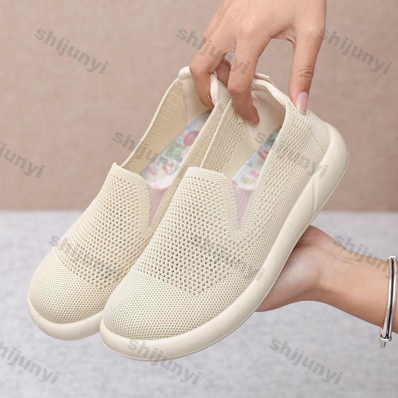 Fashion Women's Shoes 2025 Summer New Fashion Breathable Mesh Fly Weave Women's Casual Shoes Round Toe Non Slip Soft Sole Mom's Shoes
