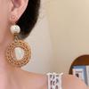 Round Bohemian Drop Earrings Beach Jewelry Geometric Earrings Sweet Rattan Weave Earrings  Wedding