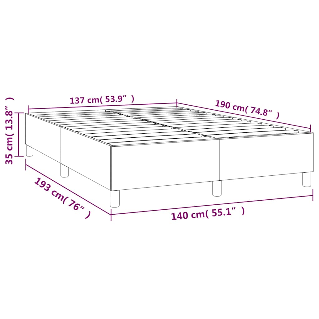Box Spring Bed Frame Dark Blue 140 x 190 cm Velvet