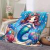 1pc Mermaid Printing Blanket - Soft, All-Season Throw for Office Blanket,  | Personalized Gift with Adorable Cartoon Design