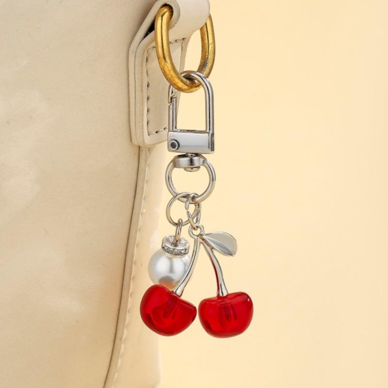Kawaii Cherry Keychain Cute Acrylic Bag Charm & Car Decor, Adorable Gift for Women Girls Birthday Valentine Gifts Accessories