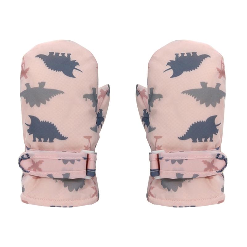 Gants d'hiver pour enfants coupe-vent et imperméables, gants de sport d'extérieur pour enfant, moufles de ski à motif dinosaure de dessin animé, indispensables pour le patinage et la randonnée