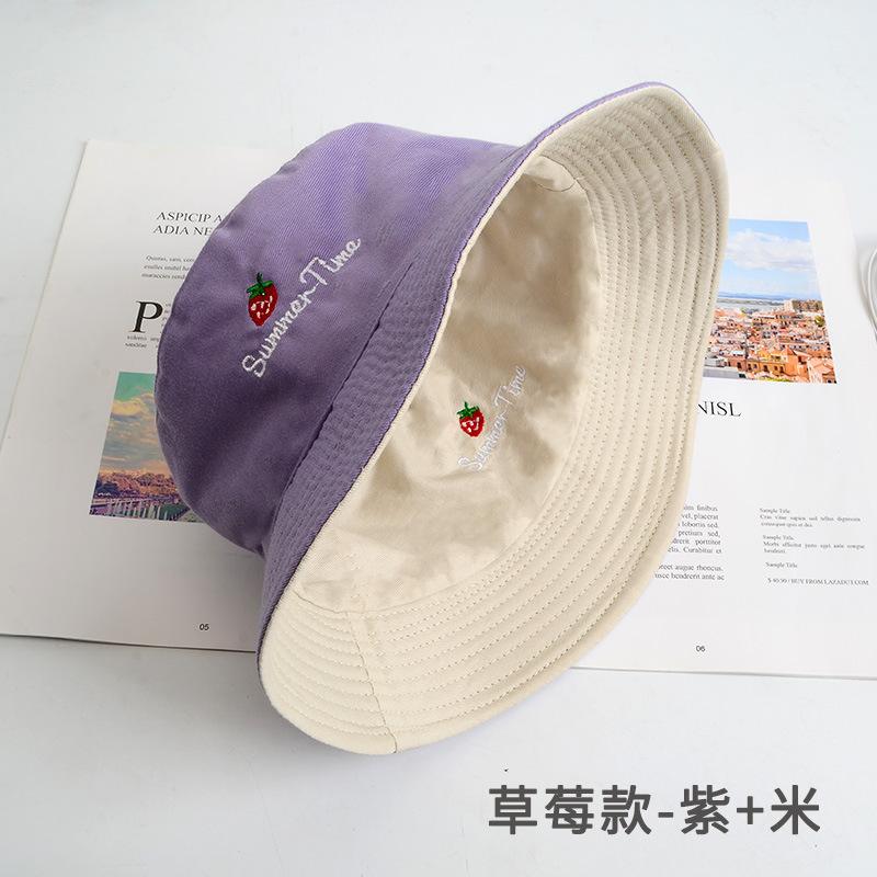Bucket hat women's summer face small hat fashionable versatile double-sided sun hat