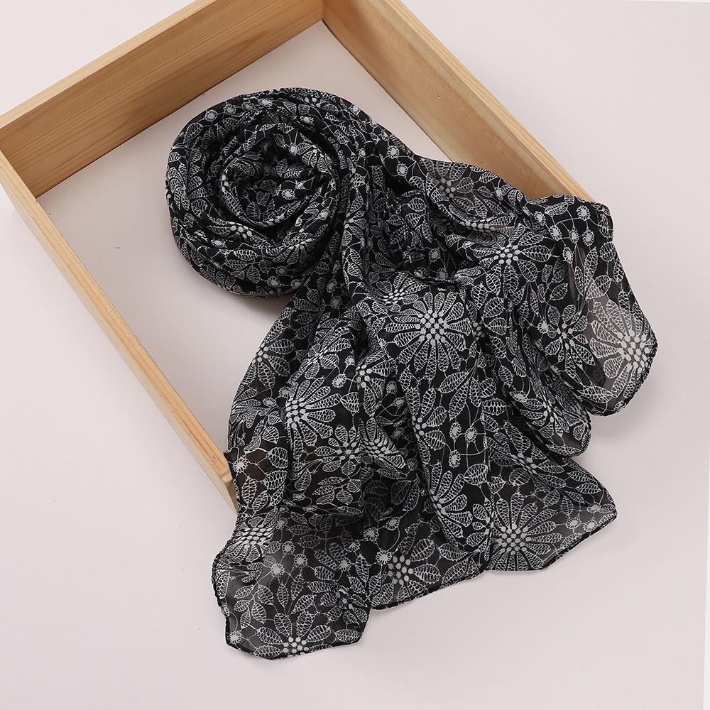 New Printed Hijabs Shawl Bubble Chiffon Hijabs Woman Design Flower Shawls Muslim Scarves Headscarf Wraps Turbans Long Scarves