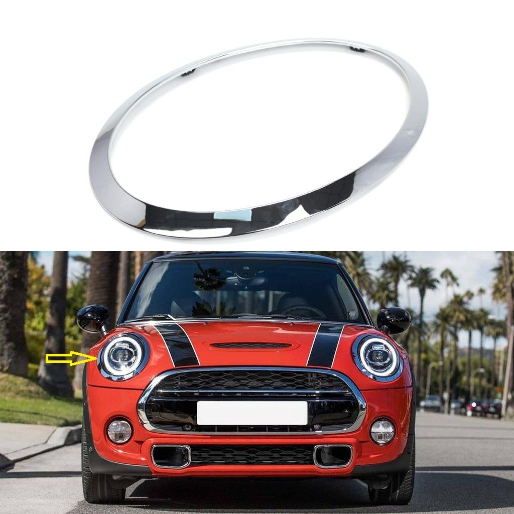For MINI Cooper F55 F56 F57 2014+ Chrome Silver Left Right Front Headlights Frame Headlight Eyebrow Ring Cover Trim Replacement