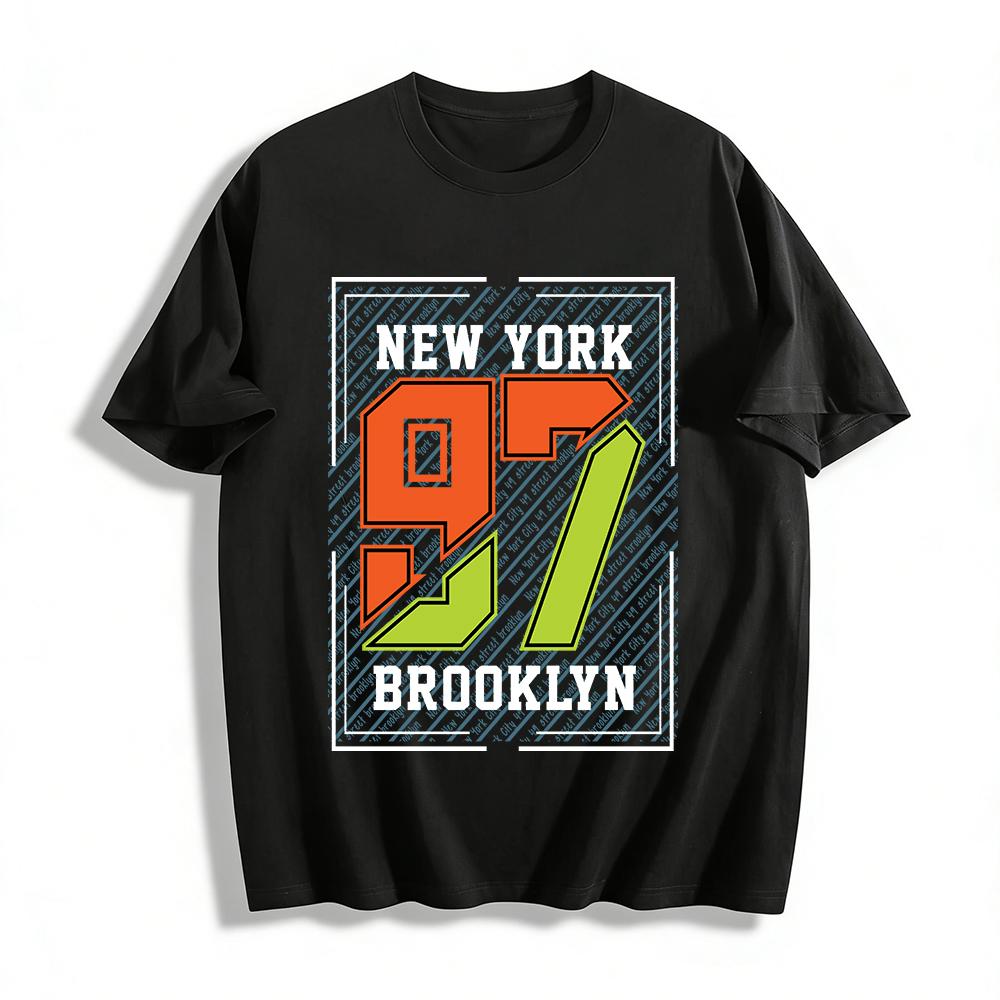 New York Brooklyn 91 Graphic Print Streetwear Casual T-Shirt Pure cotton T-shirt XXS