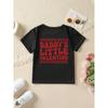 Mărimi europene Fete Modă de vară Tricou cu mânecă scurtă DADDYS LITTLE VALENTINE Imprimeu desen animat carouri și ochi de inimă Gât rotund casual