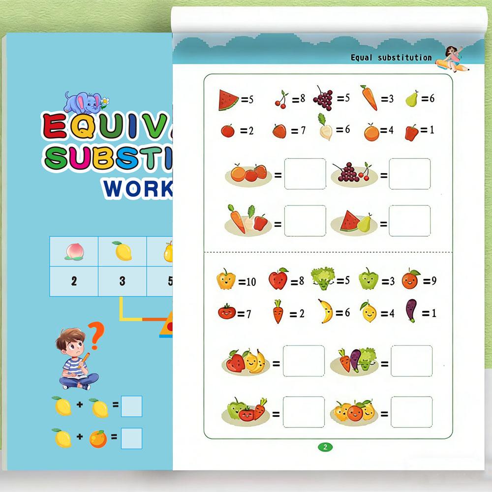 

32 Pages Equivalent Substitution Workbook, Kids Math Logic & Problem Solving Activity Book, Preschool Educational Learning Toy