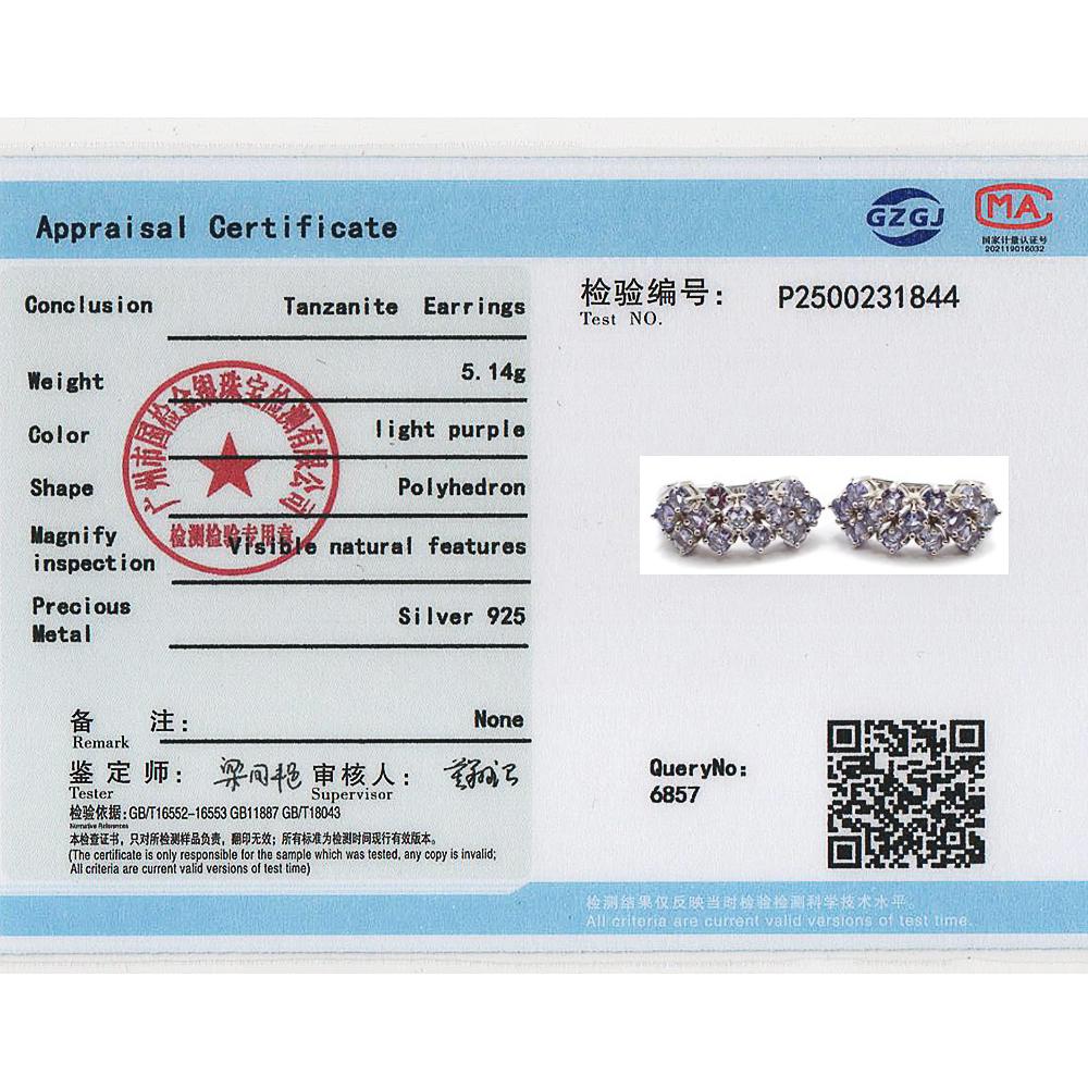 Elegant 925 sterling Silver Women's clasp earrings Luxury Natural Tanzanite round 3.0mm gemstones fine jewelry for Proposal wear