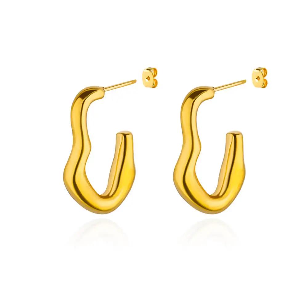 Stainless Steel Hoop Earrings for Women Men Gold Color Stainless Steel Earrings 2025 Trend  Piercing Earring Jewelry