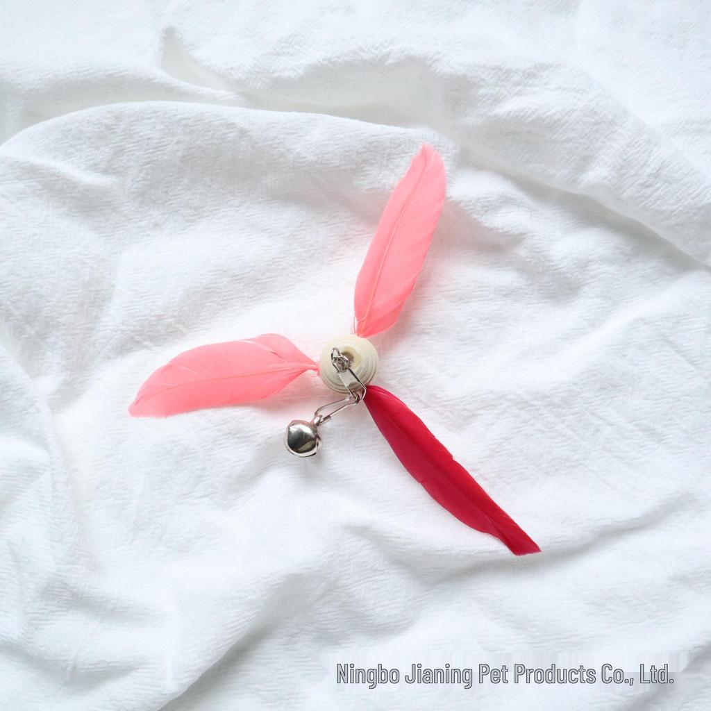 Colorful Rotating Pinwheel Feather Cat Teaser Wand Attachment - Interactive Kitten Toy for Boredom Relief