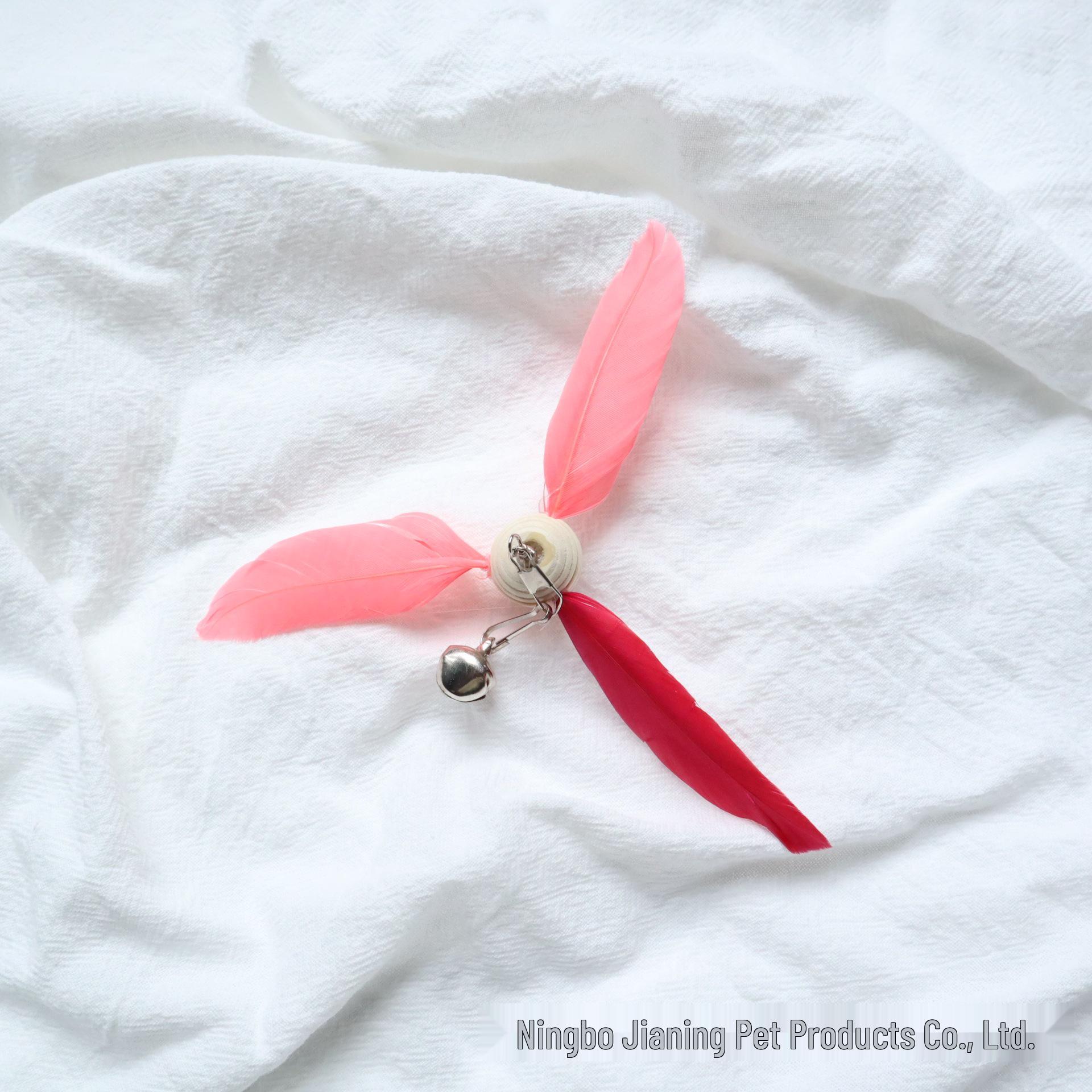 

Colorful Rotating Pinwheel Feather Cat Teaser Wand Attachment - Interactive Kitten Toy for Boredom Relief