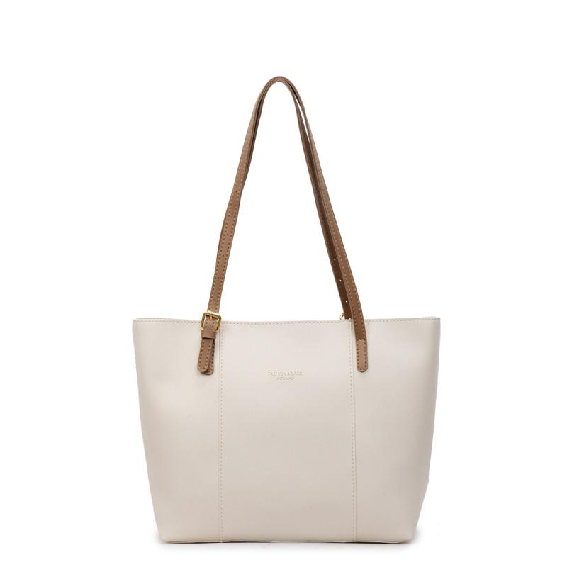 New Large Capacity Solid Color PU Shoulder Bags for Women 2026 Hot Sale Simple Casual Versatile Personality Super Cool Tote Bags