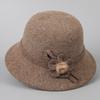 Fisherman's Hat, Children's Autumn and Winter Wool, Elegant Flower Thermal Basin Hat, Small Face, Versatile Retro Mother Top Hat