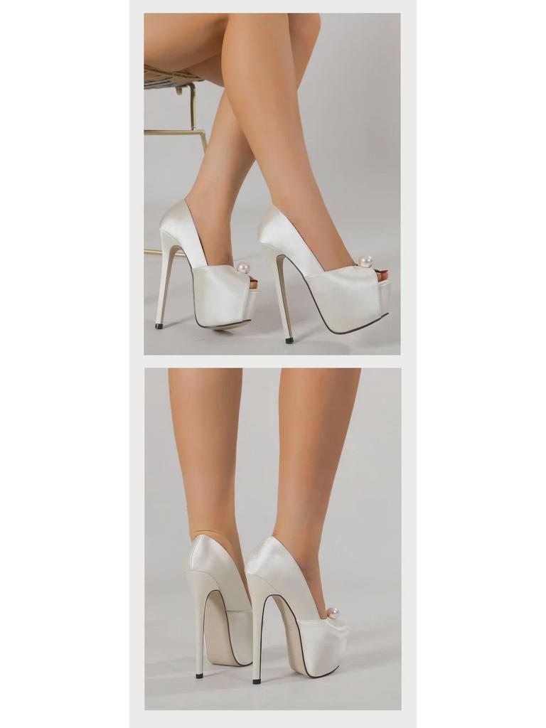 Stylish Stiletto Pearl Platform Sandals – Sexy High Heel Waterproof Shoes for Women