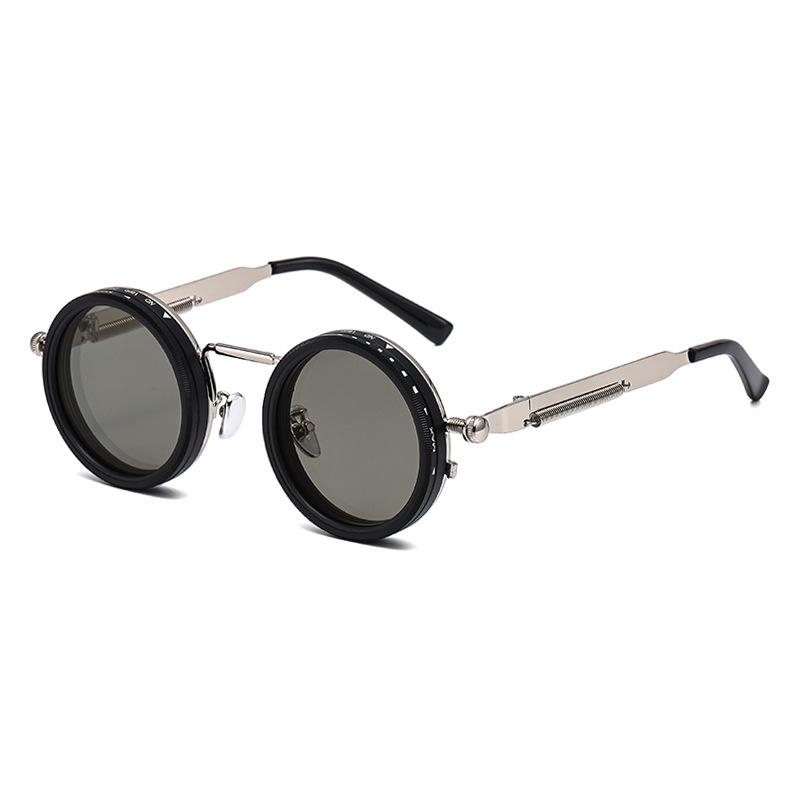 Vintage Round Steampunk Polarized Sunglasses For Men Women Outdoor Sport Shades -Level Adjustable Dimming Sun Glasses Uv400