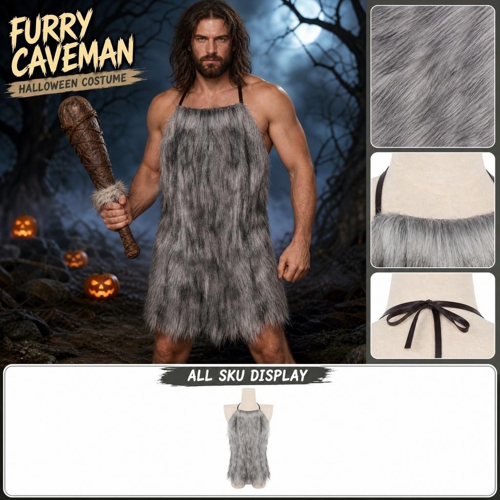 Costume da Uomo delle Caverne Finto per Halloween - Accessorio Costume per Adulti
