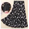 Women's Summer Midi Skirt with Lining - Elegant Swing Ice Silk for Middle-Aged and Elderly